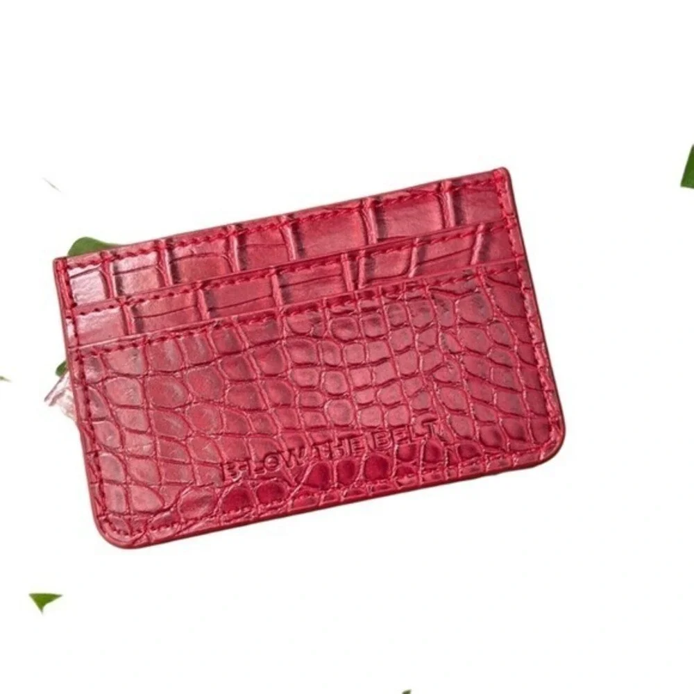 B-Low‎ The Belt Red Croc Embossed Card Holder Wallet with Zipper